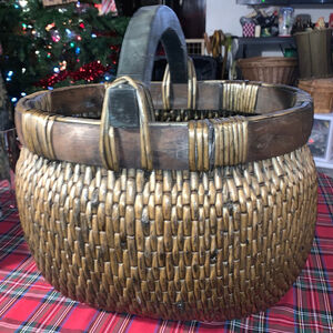 Vintage Brown Woven Basket One Size